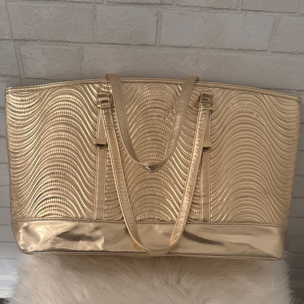 Versace Gold Ribbed Large Tote Bag, GWP. Like New. - Picture 6 of 12